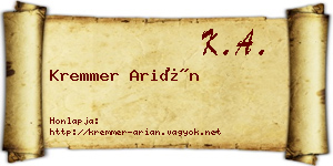 Kremmer Arián névjegykártya